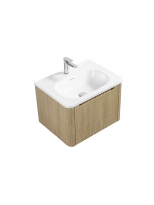 Azzaro 600mm Single Drawer Wall-hung Bathroom Vanity-Oak