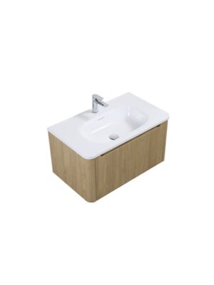 Azzaro 800mm Single Drawer Wall-hung Bathroom Vanity-Oak