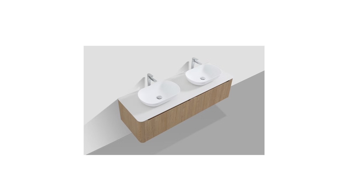 Monza 1600mm Double Drawer Wall-hung Bathroom Vanity-Oak