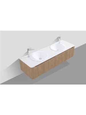 Monza 1600mm Wave Set up Single Drawer Wall-hung Bathroom Vanity-Oak