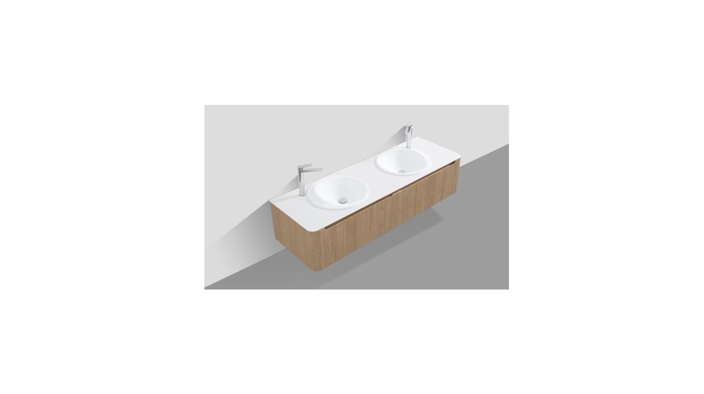 Monza 1600mm Wave Set up Single Drawer Wall-hung Bathroom Vanity-Oak