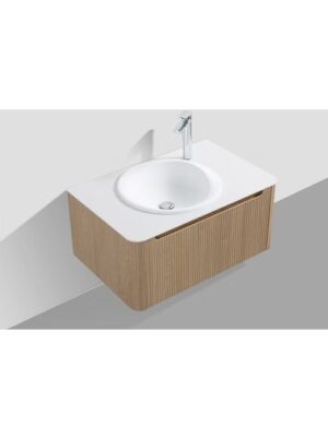 Monza 800mm Wave Set up Single Drawer Wall-hung Bathroom Vanity-Oak
