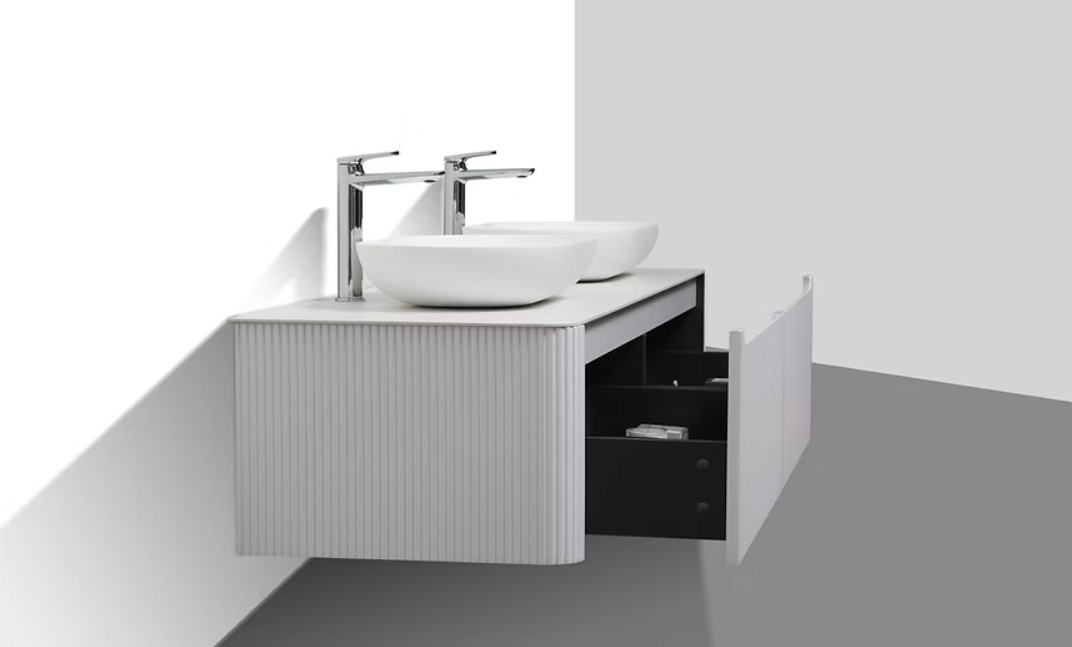 Monza 1600mm Double Drawer Wall-hung Bathroom Vanity-White - Image 3