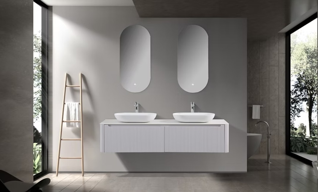 Monza 1600mm Double Drawer Wall-hung Bathroom Vanity-White - Image 4