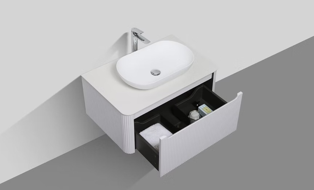 Monza 800mm Single Drawer Wall-hung Bathroom Vanity-White - Image 2