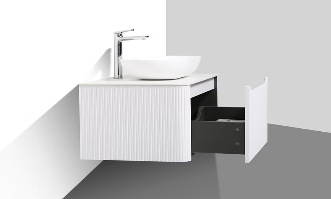 Monza 800mm Single Drawer Wall-hung Bathroom Vanity-White - Image 3