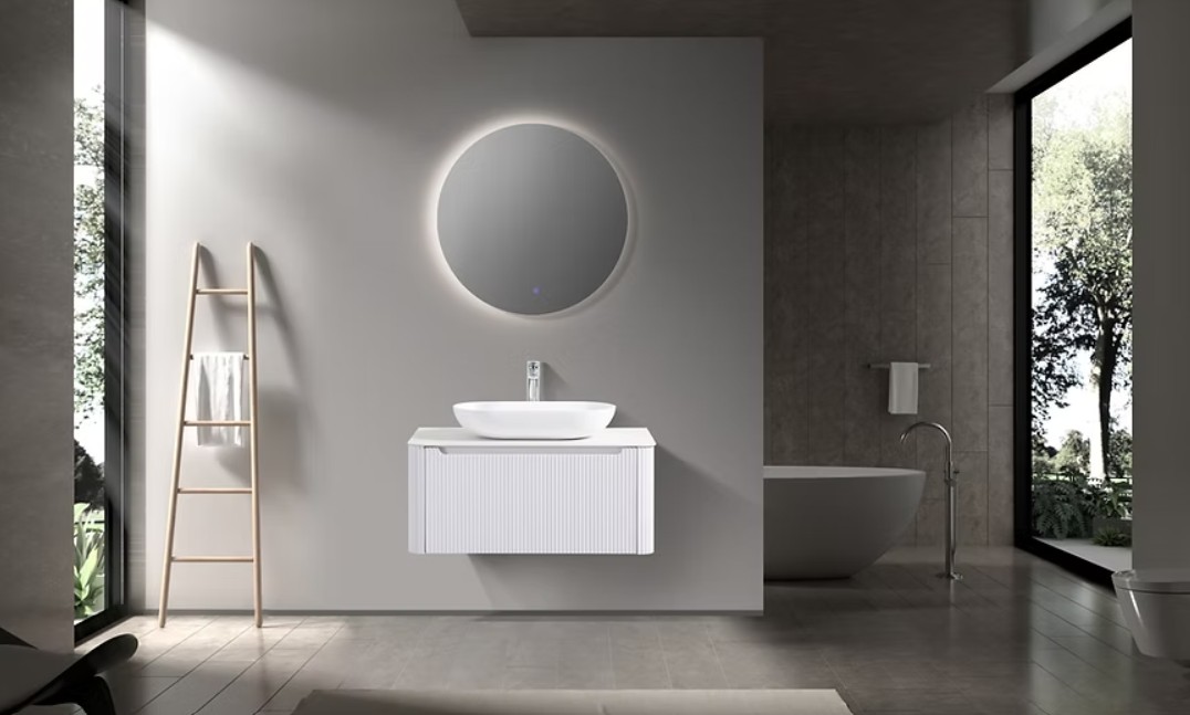 Monza 800mm Single Drawer Wall-hung Bathroom Vanity-White - Image 4
