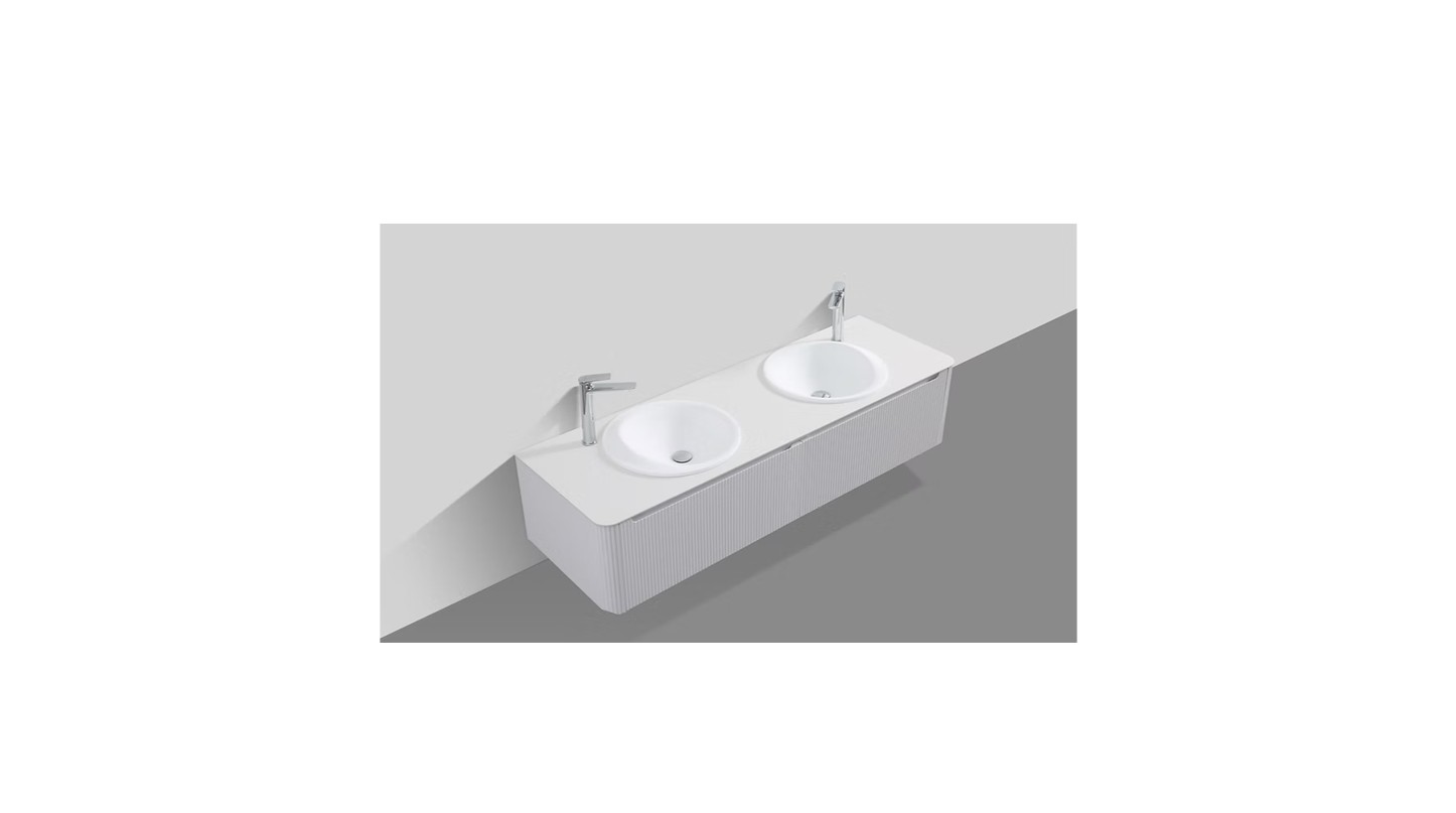 Monza 1600mm Wave Set up Single Drawer Wall-hung Bathroom Vanity-White