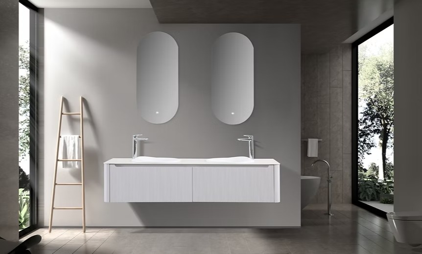 Monza 1600mm Wave Set up Single Drawer Wall-hung Bathroom Vanity-White - Image 3
