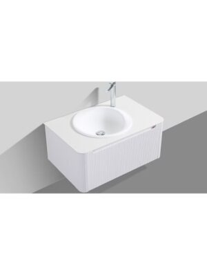 Monza 800mm Wave Set up Single Drawer Wall-hung Bathroom Vanity-White