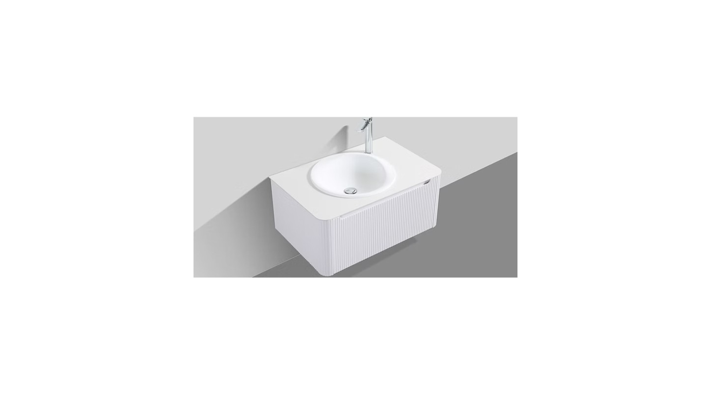 Monza 800mm Wave Set up Single Drawer Wall-hung Bathroom Vanity-White