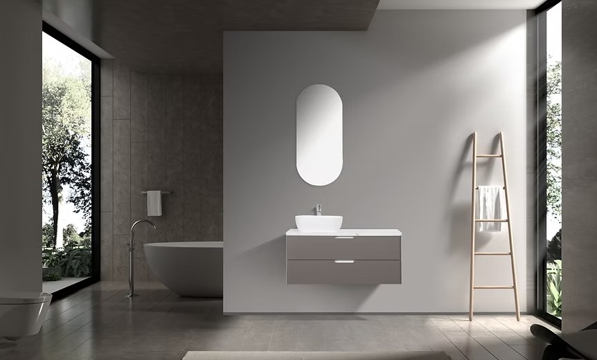 Trento 1200mm Double Drawer Wall-hung Bathroom Vanity-Misty Grey - Image 3