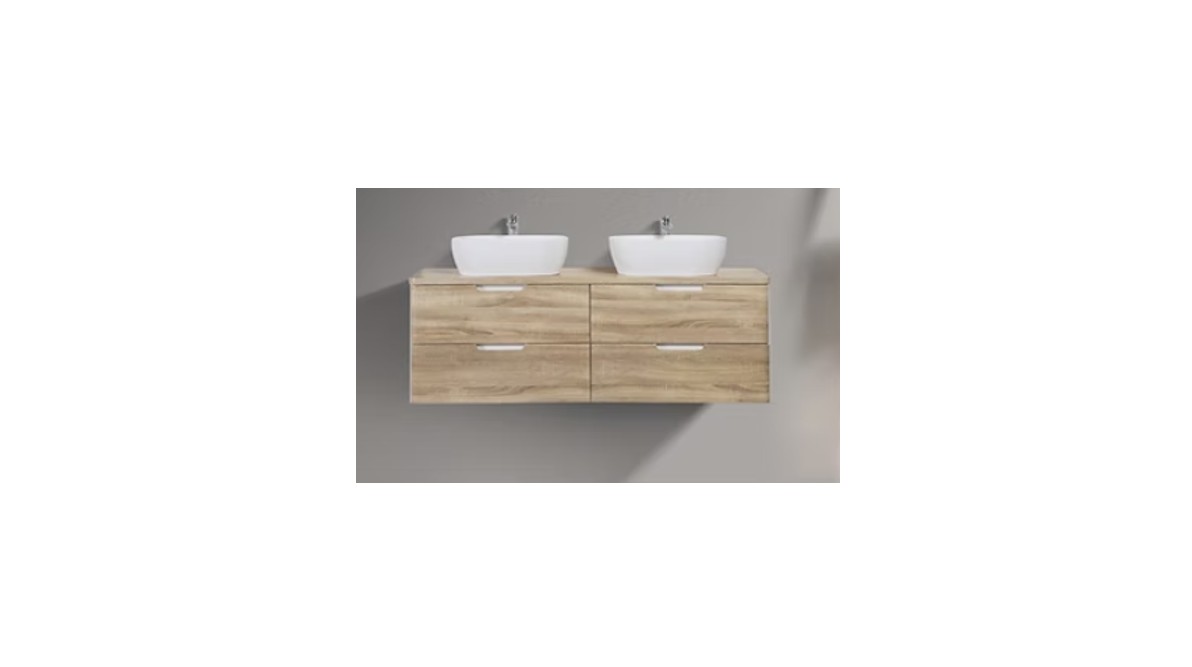 Trento 1500mm Double Drawer Wall-hung Bathroom Vanity-White Oak