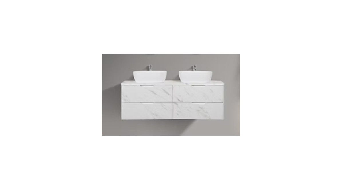 Trento 1500mm Double Drawer Wall-hung Bathroom Vanity-Calacatta