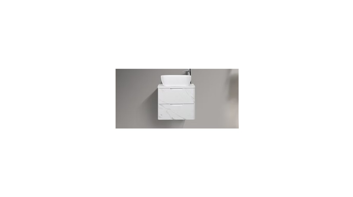 Trento 600mm Double Drawer Wall-hung Bathroom Vanity- Calacatta