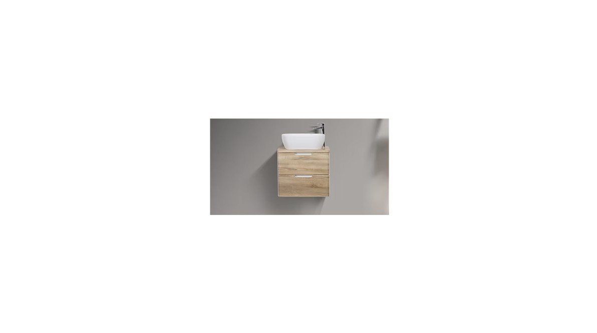 Trento 600mm Double Drawer Wall-hung Bathroom Vanity-White Oak