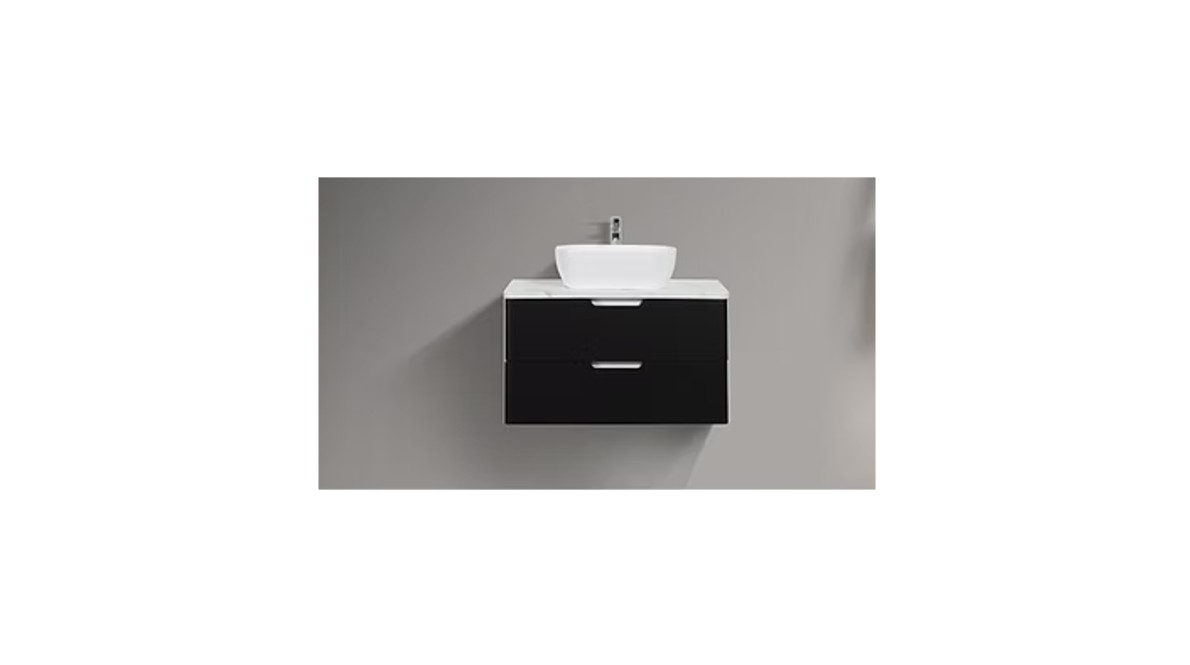 Trento 900mm Double Drawer Wall-hung Bathroom Vanity-Carbon Black